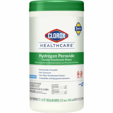 Clorox Healthcare Surface Disinfectant Cleaner Premoistened Peroxide Based Manual Pull Wipe, 155PK 30825